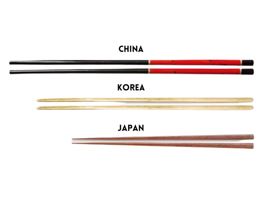 difference of chopsticks from China, Korea and Japan