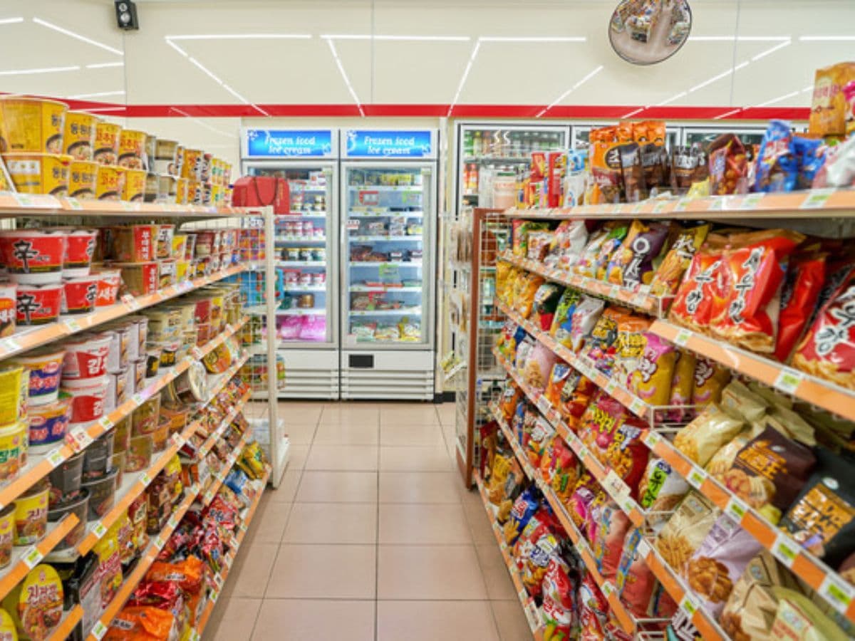 snacks and drinks at korean convenience store