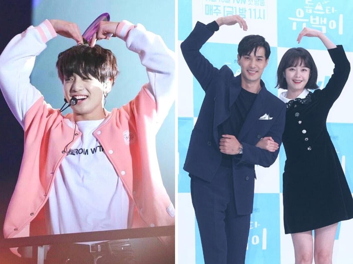 K-pop and Korean drama stars are expressing LOVE by posing arm heart to fans.
