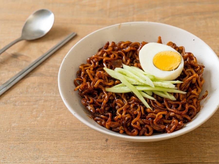 Deliciously cooked Jjajang-flavor Ramen