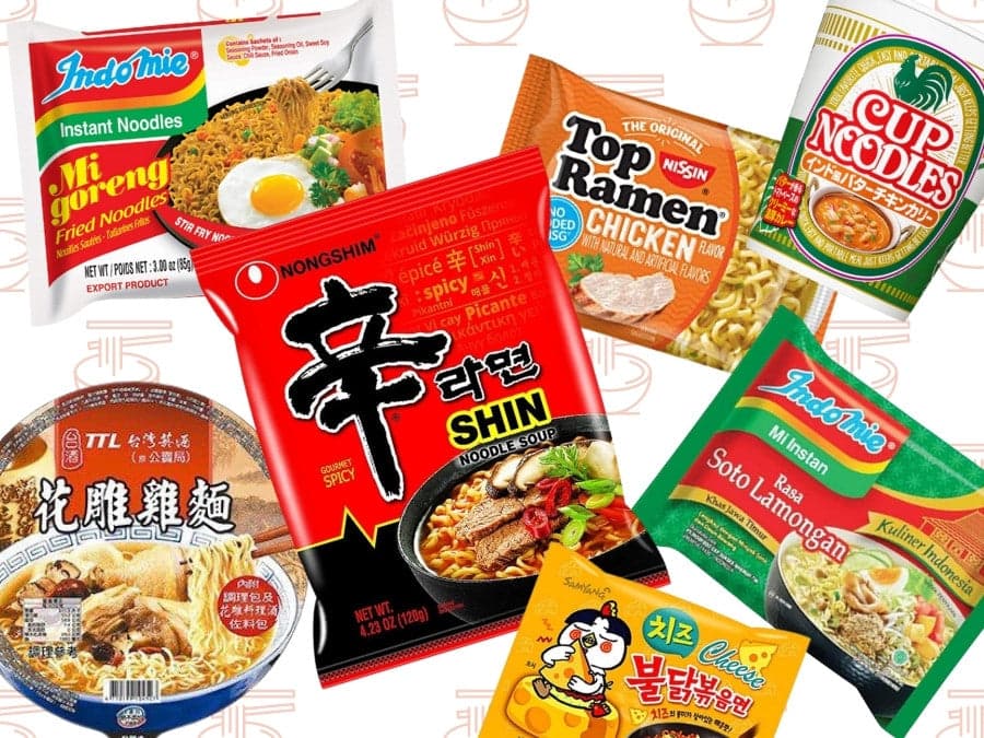 Various instant ramen brands around the world