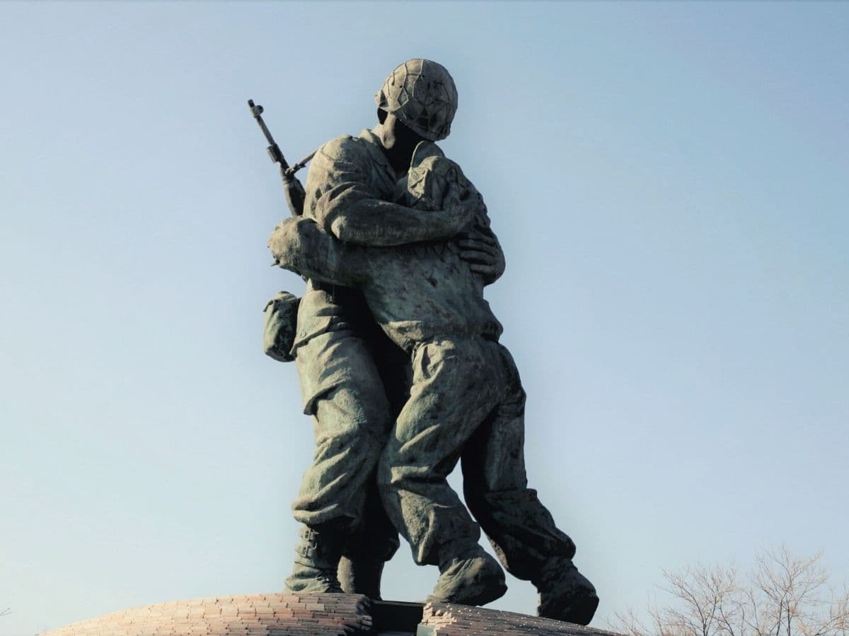 Statue of Brothers in outdoor exhibit