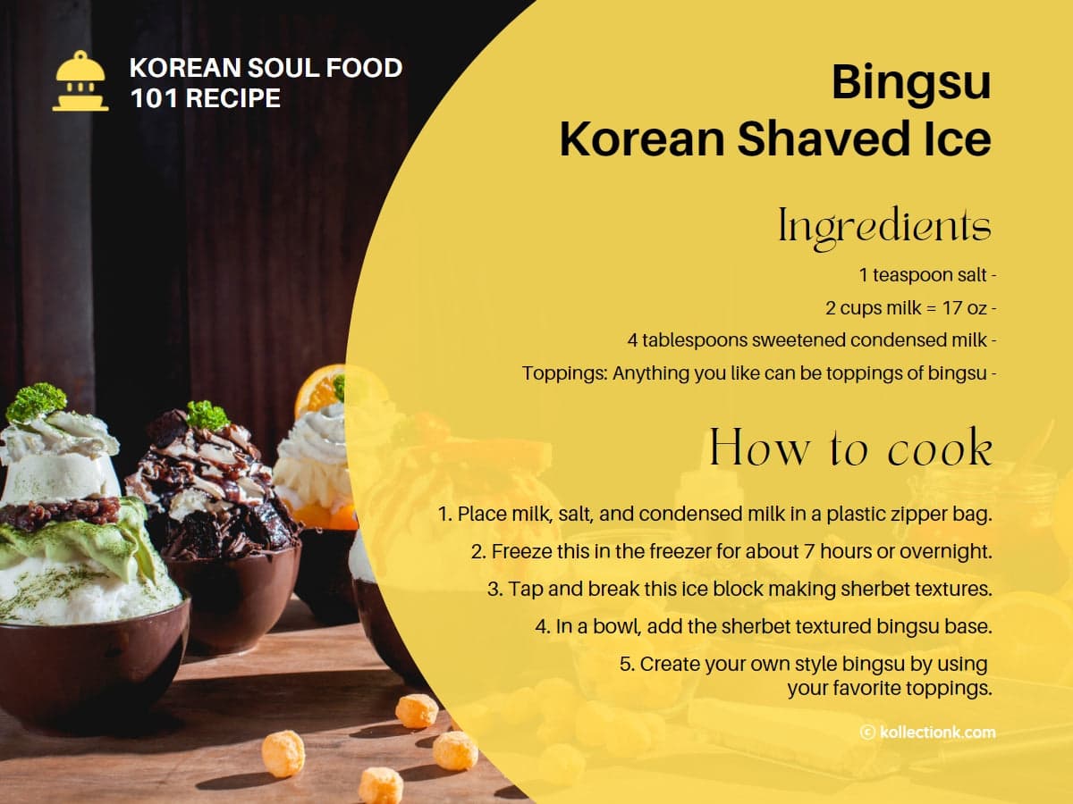 how to make korean shaved ice bingsu recipe card